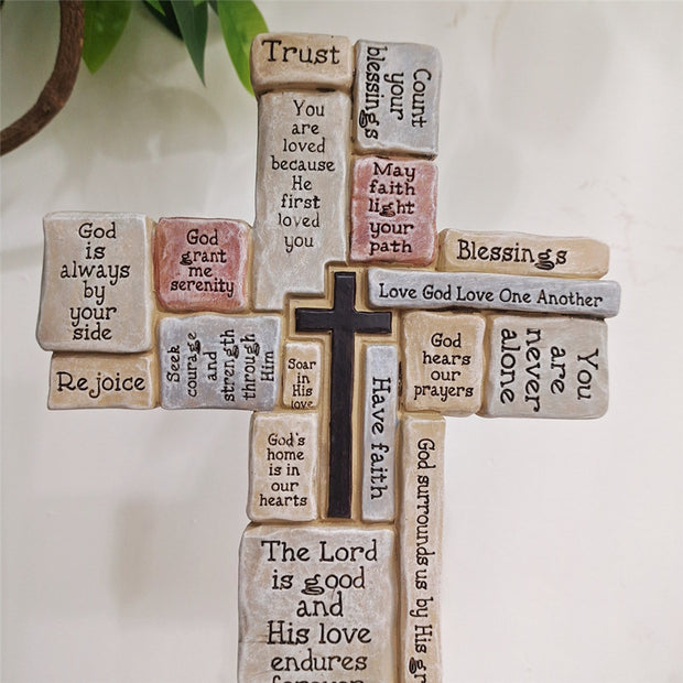 Wall Cross - with Encouraging Inspirational Words and Phrases