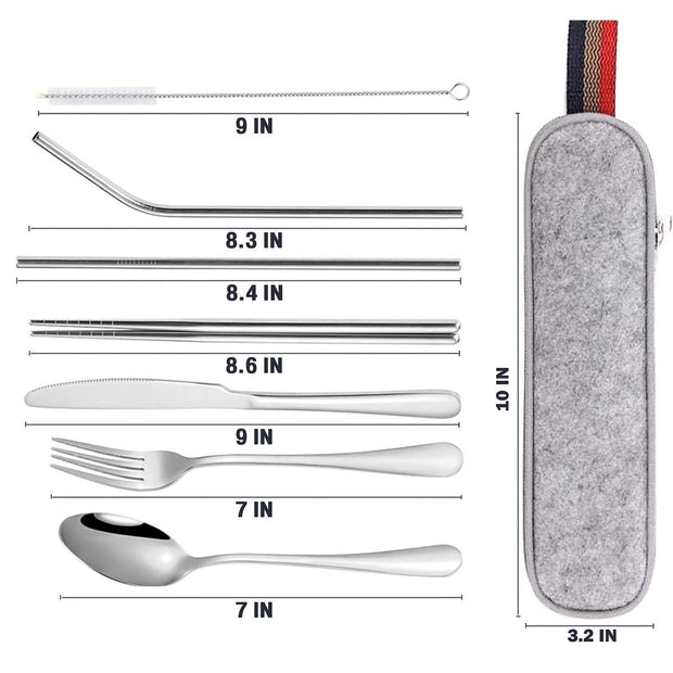 8Pc Travel Silverware Set with Case