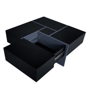 Sleek Square Coffee Table with 4 Hidden Storage Compartments