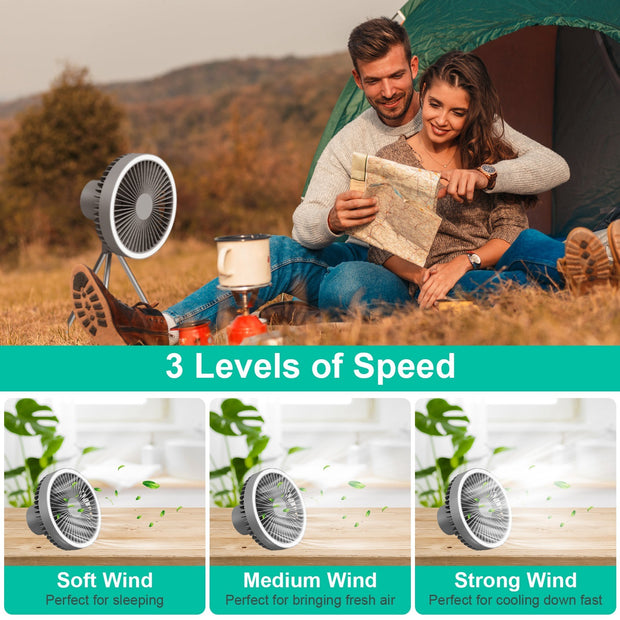 Portable Camping Fan with Lantern 10000mAh Rechargeable Battery