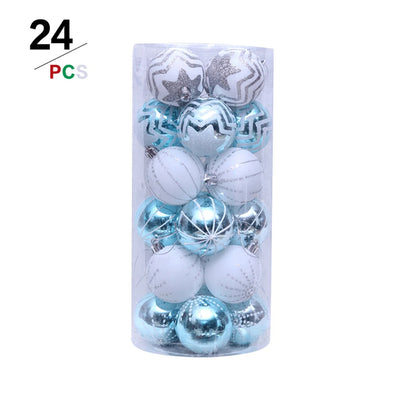 24Pcs White Blue Mixed Christmas Tree Decoration Christmas Balls Party Window Home Furn Christmas Hanging Ball Ornament Decor