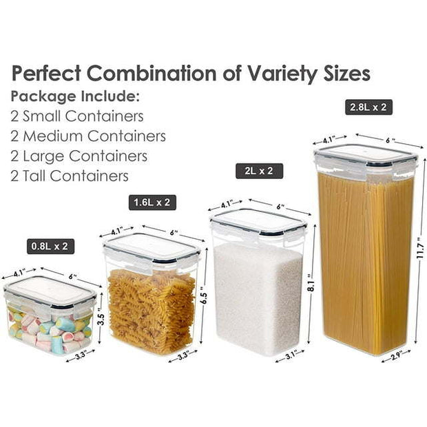 Food Storage Containers with Easy Lock Lids, 8 Pieces