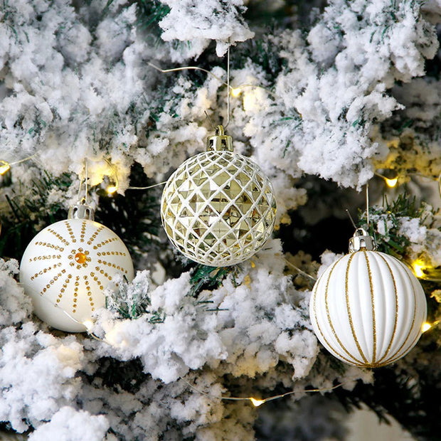 24Pc White Gold Mixed Christmas Tree Decoration