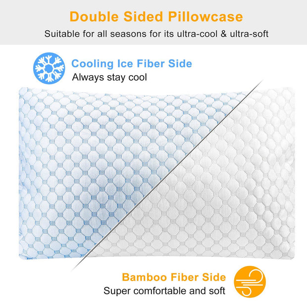 Cooling Memory Foam Pillows Set of 2 Queen Size or King Size