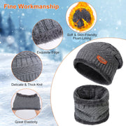 Winter Knitted Hat Scarf Gloves 3Pcs Set