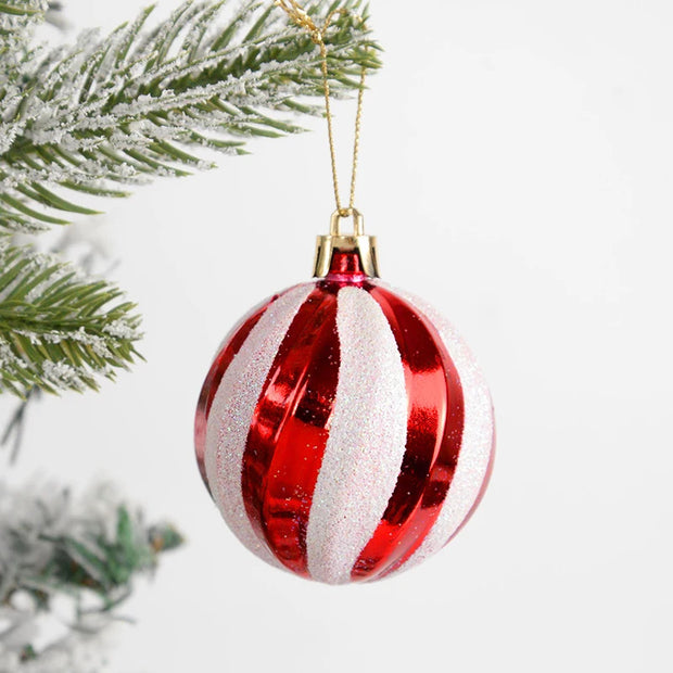 14pcs Red Candy Cane Christmas Ball Ornaments