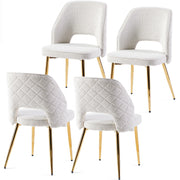 Off White Boucle Upholstered Dining Chairs Set of 4