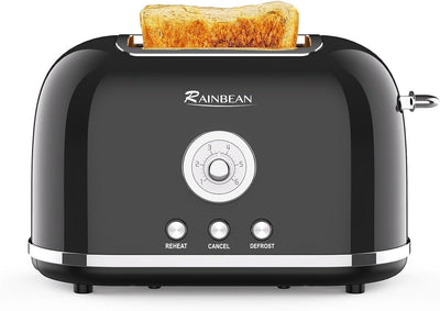 Rainbean 2 Slice Retro Toaster with 6 Settings