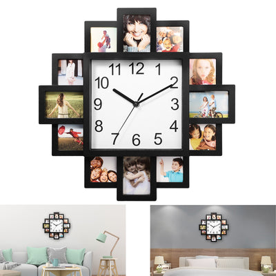 Black 12-Picture Display Wall Clock