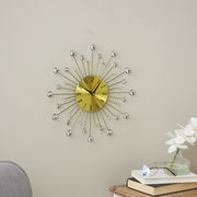 DecMode Gold Starburst Wall Clock