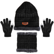 Winter Knitted Hat Scarf Gloves 3Pcs Set