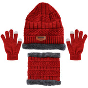 Winter Knitted Hat Scarf Gloves 3Pcs Set