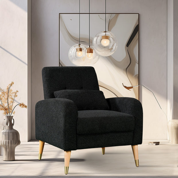 Mid-Century Modern Sherpa Accent Armchair