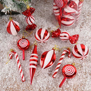 14pcs Red Candy Cane Christmas Ball Ornaments