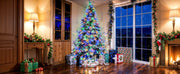 7.5FT Pre-Lit Spruce Christmas Tree with Pine Cones, 450 Multi-Color LED Lights & 11 Flashing Modes