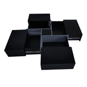 Sleek Square Coffee Table with 4 Hidden Storage Compartments