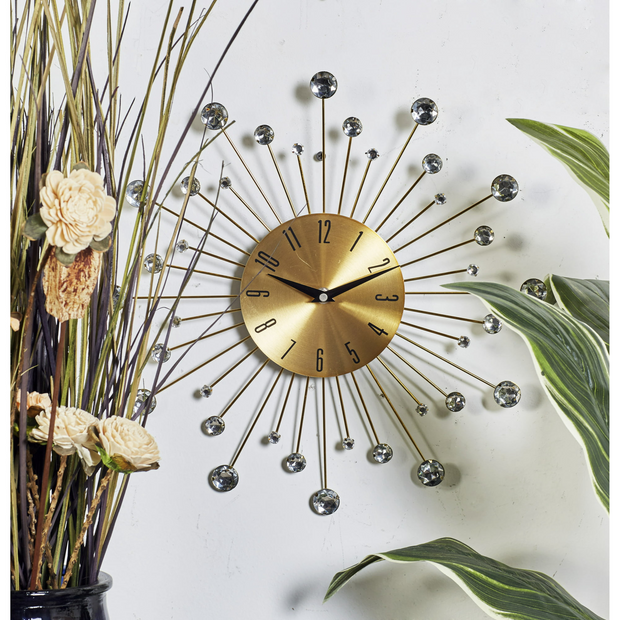 DecMode Gold Starburst Wall Clock