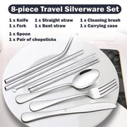 8Pc Travel Silverware Set with Case