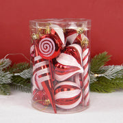 14pcs Red Candy Cane Christmas Ball Ornaments