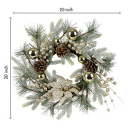 20 Inch Christmas Wreath with Warm Lights