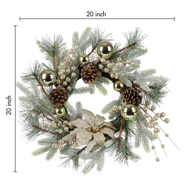 20 Inch Christmas Wreath with Warm Lights