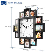 Black 12-Picture Display Wall Clock