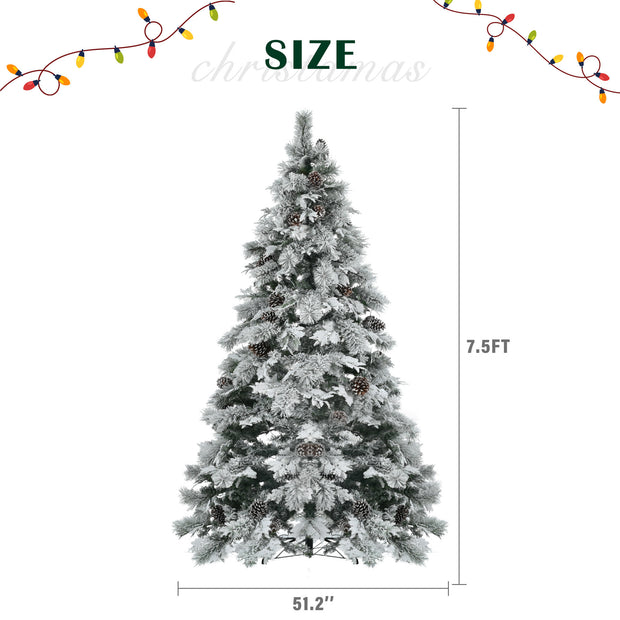 7.5FT Pre-Lit Spruce Christmas Tree with Pine Cones, 450 Multi-Color LED Lights & 11 Flashing Modes