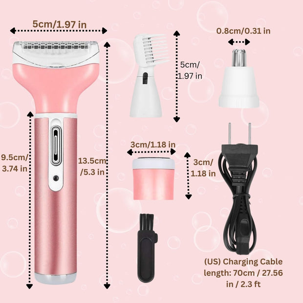 Electric 4-in-1 Razor for Eyebrow Face Body Underarm