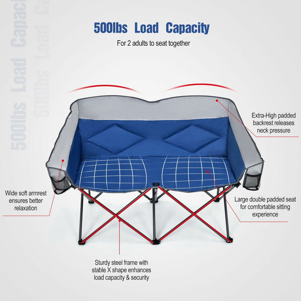 Folding Camping Chair with Bags and Padded Backrest