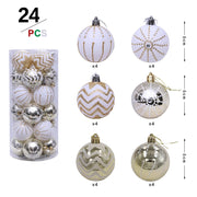 24Pc White Gold Mixed Christmas Tree Decoration