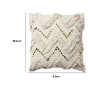 18 x 18 Square Handwoven Accent Throw Pillows, Off White Set of 2