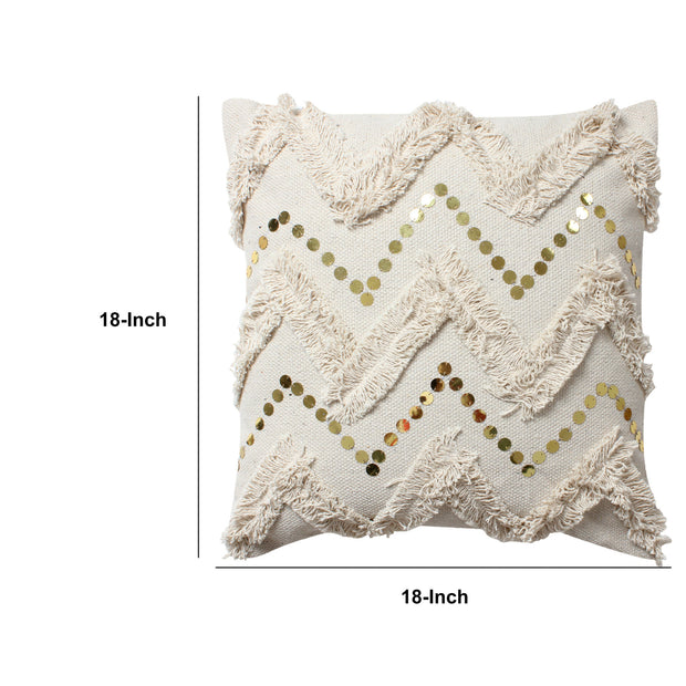 18 x 18 Square Handwoven Accent Throw Pillows, Off White Set of 2