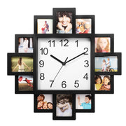 Black 12-Picture Display Wall Clock