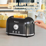 Rainbean 2 Slice Retro Toaster with 6 Settings