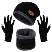 Winter Knitted Hat Scarf Gloves 3Pcs Set