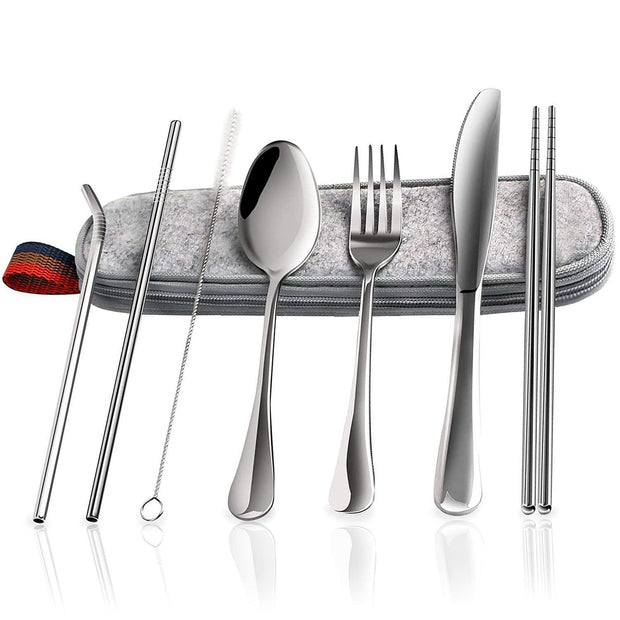 8Pc Travel Silverware Set with Case