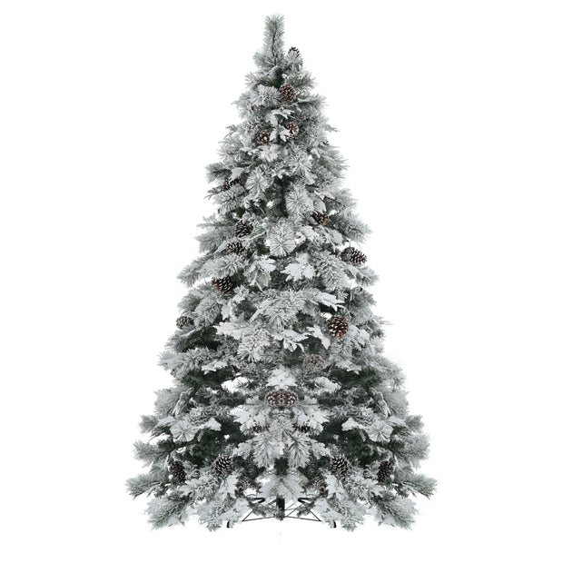 7.5FT Pre-Lit Spruce Christmas Tree with Pine Cones, 450 Multi-Color LED Lights & 11 Flashing Modes