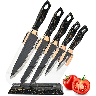 Dot Pet 6-Pieces Black Ultra Sharp Chef Knife Set