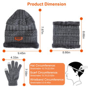 Winter Knitted Hat Scarf Gloves 3Pcs Set