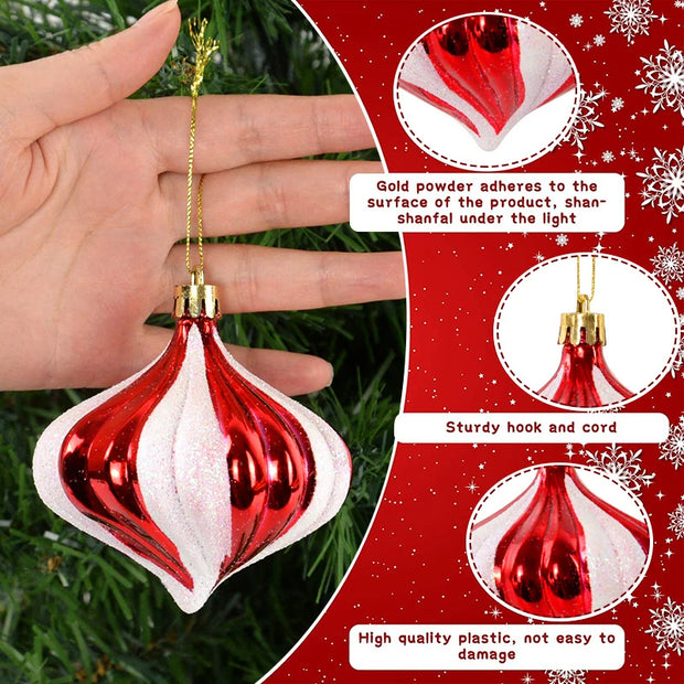 14pcs Red Candy Cane Christmas Ball Ornaments