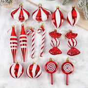 14pcs Red Candy Cane Christmas Ball Ornaments