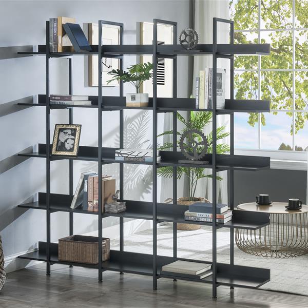 Vintage Industrial Style 5 Tier Home Office Open Bookshelf