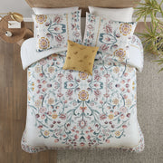 4 Piece Floral Comforter Set with Throw Pillow