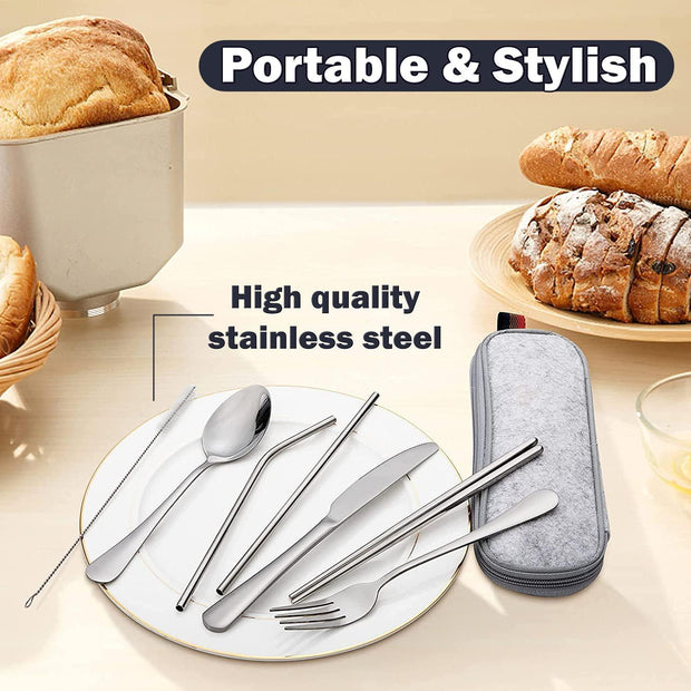 8Pc Travel Silverware Set with Case