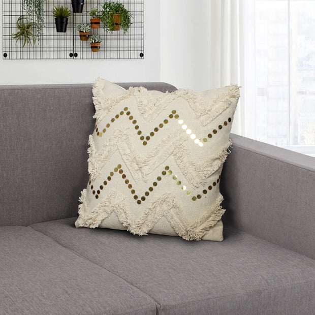 18 x 18 Square Handwoven Accent Throw Pillows, Off White Set of 2