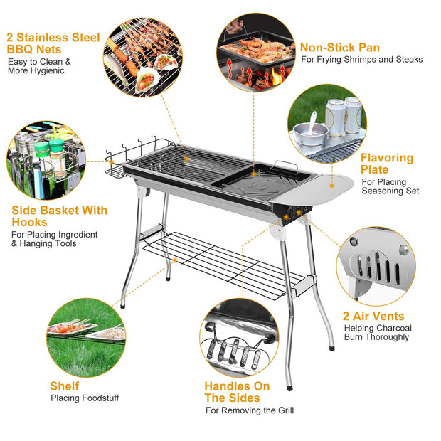 Foldable Portable Charcoal Barbeque Grill