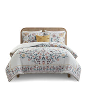 4 Piece Floral Comforter Set with Throw Pillow