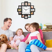 Black 12-Picture Display Wall Clock